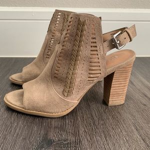 Tan sandal-booties